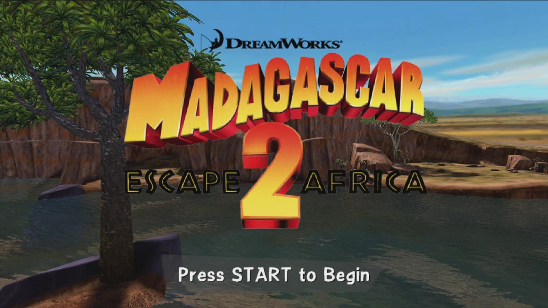 Madagascar Escape 2 Africa title screen for Xbox 360